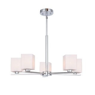 Woodbridge  17315CHRLE Claudia 5L Chandelier w/ LED (Opal Square Glass) - Chandeliers For Bedrooms by Overstock.com