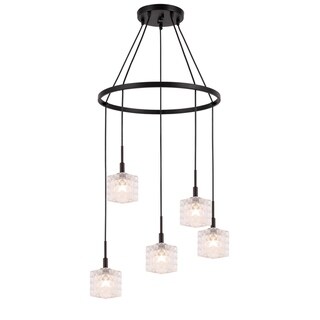 Woodbridge 21028BRZLE Elise 5L Pendant Chandelier w/LED (Clear Crystal Square) - Chandeliers For Bedrooms by Overstock.com