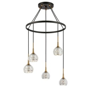 Woodbridge 20828CBZLE Bristol 5L Pendant Chandelier w/LED (Mercury Crystal Ball) - Chandeliers For Bedrooms by Overstock.com