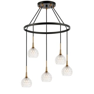Woodbridge 20828CBZLE Bristol 5L Pendant Chandelier w/LED (Clear Crystal Ball) - Chandeliers For Bedrooms by Overstock.com
