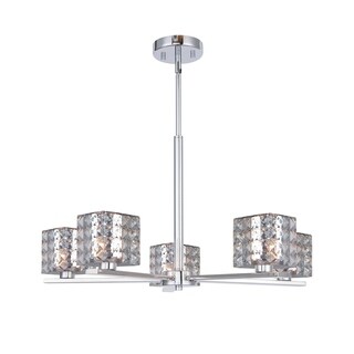 Woodbridge  17315CHRLE Claudia 5L Chandelier w/ LED (Mercury Crystal Square) - Chandeliers For Bedrooms by Overstock.com