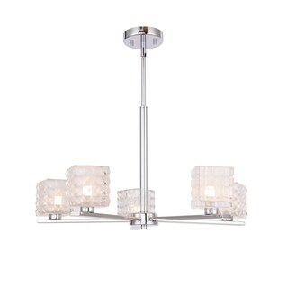 Woodbridge  17315CHRLE Claudia 5L Chandelier w/ LED (Clear Crystal Square) - Chandeliers For Bedrooms by Overstock.com