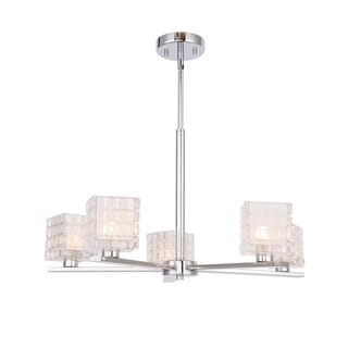 Woodbridge  17315CHRLE Claudia 5L Chandelier w/ LED (Frosted Crispy Square) - Chandeliers For Bedrooms by Overstock.com