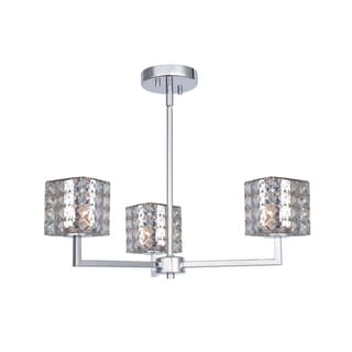 Woodbridge  21013CHRLE  Elise 3L Chandelier w/ LED (Mercury Crystal Square) - Chandeliers For Bedrooms by Overstock.com