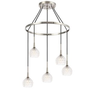 Woodbridge 20828STNLE Bristol 5L Pendant Chandelier w/LED (Clear Crystal Ball) - Chandeliers For Bedrooms by Overstock.com