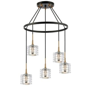 Woodbridge 20828CBZLE Bristol 5L Pendant Chandelier w/LED (Mercury Crystal Square) - Chandeliers For Bedrooms by Overstock.com
