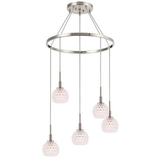 Woodbridge 21028STNLE Elise 5L Pendant Chandelier w/LED (Clear Crystal Ball) - Chandeliers For Bedrooms by Overstock.com