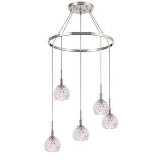 Woodbridge 21028STNLE Elise 5L Pendant Chandelier w/LED (Mercury Crystal Ball) - Chandeliers For Bedrooms by Overstock.com