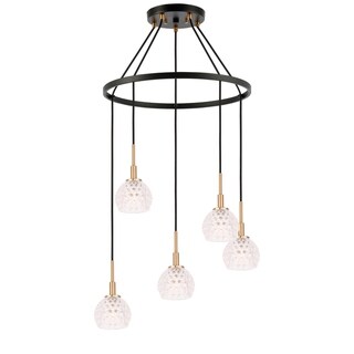 Woodbridge 21028CBZLE Elise 5L Pendant Chandelier w/LED (Clear Crystal Ball) - Chandeliers For Bedrooms by Overstock.com