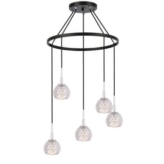 Woodbridge 21028CHZLE Elise 5L Pendant Chandelier w/LED (Mercury Crystal Ball) - Chandeliers For Bedrooms by Overstock.com