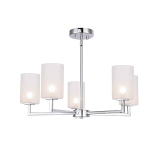 Woodbridge  18615CHRLE  Candice 5L Chandelier w/ LED (Opal Cylinder Glass) - Chandeliers For Bedrooms by Overstock.com