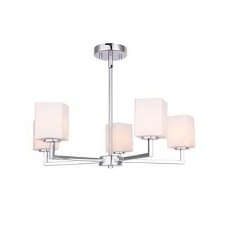 Woodbridge  18615CHRLE  Candice 5L Chandelier w/ LED (Opal Square Glass) - Chandeliers For Bedrooms by Overstock.com