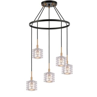 Woodbridge 21028CBZLE Elise 5L Pendant Chandelier w/LED (Mercury Crystal Square) - Chandeliers For Bedrooms by Overstock.com