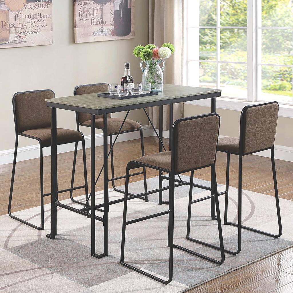 Modern Industrial Design 5-Piece Bar Table Dining Set