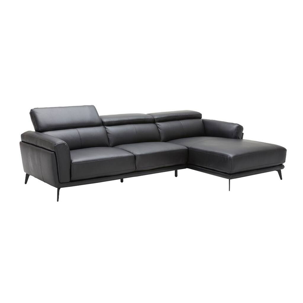 Contemporary Style Leatherette Upholstered Sectional with Right Facing Chaise , Black, Set of Two