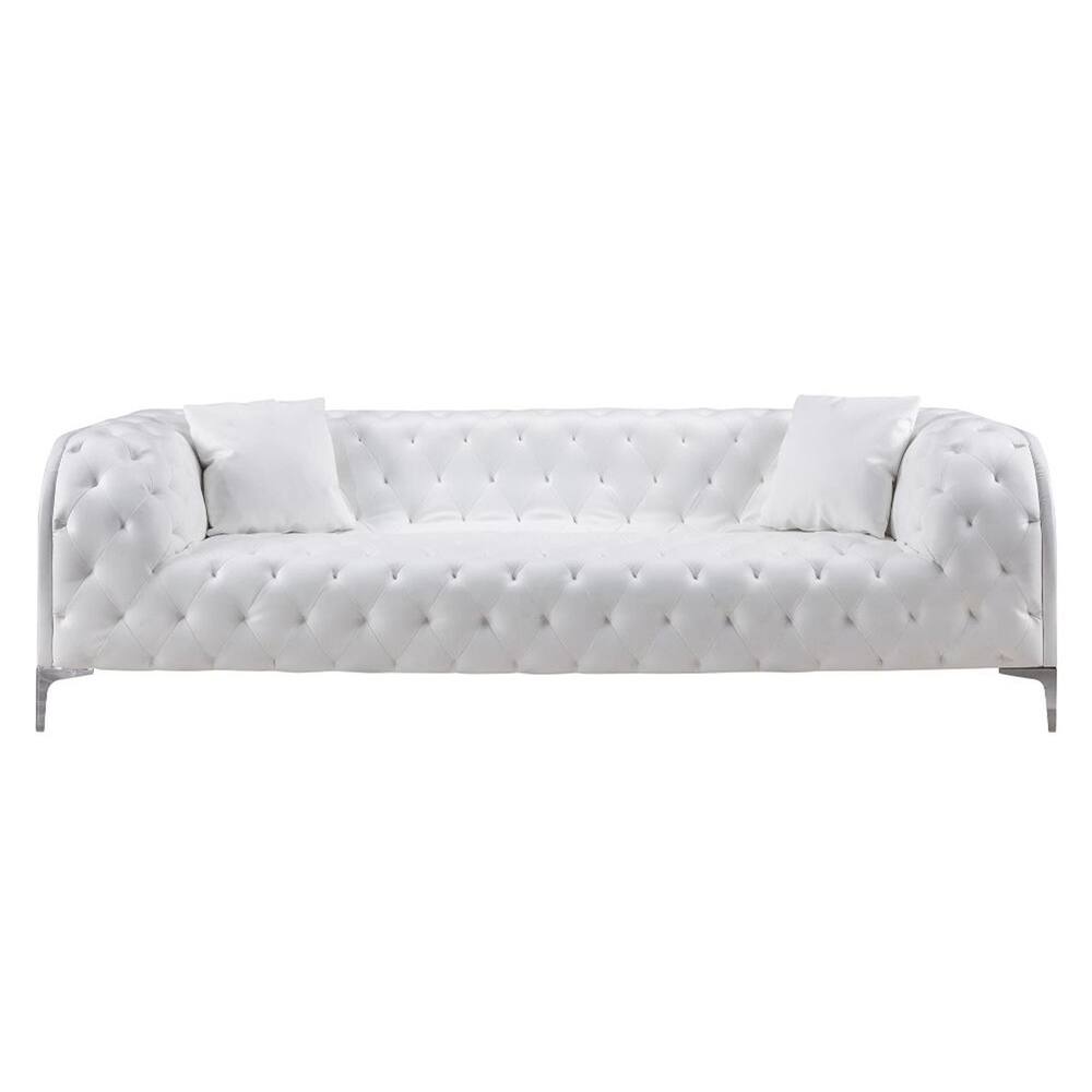 Leatherette Upholstered Tufted Sofa With Accent Pillows And Leatherette Upholstered Tufted Sofa