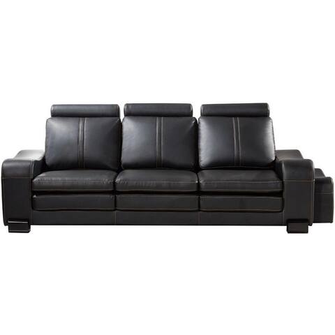 Faux Leather Upholstered Wooden Sofa and Ottoman, Set of Two, Black