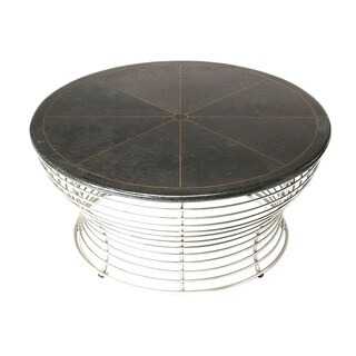 Butler Fleming Modern Fossil Stone And Metal Round Coffee Table - Black 