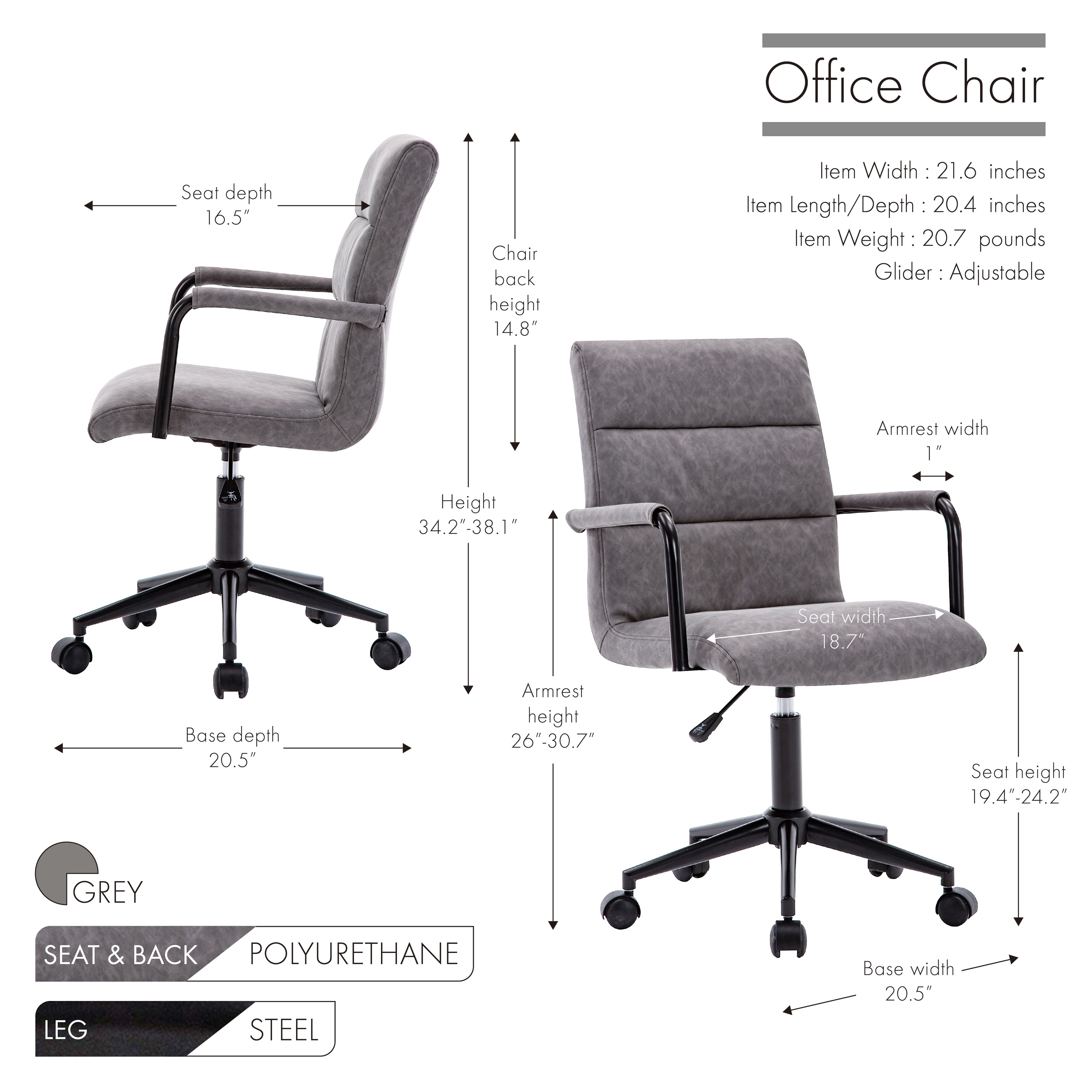 Shop Porthos Home Paavo Swivel Office Chair Height Adjustment Pu