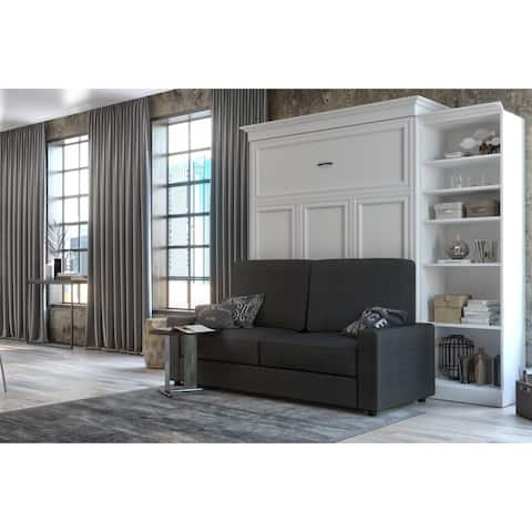 Versatile Queen Murphy Bed with Sofa and Shelving Unit by Bestar