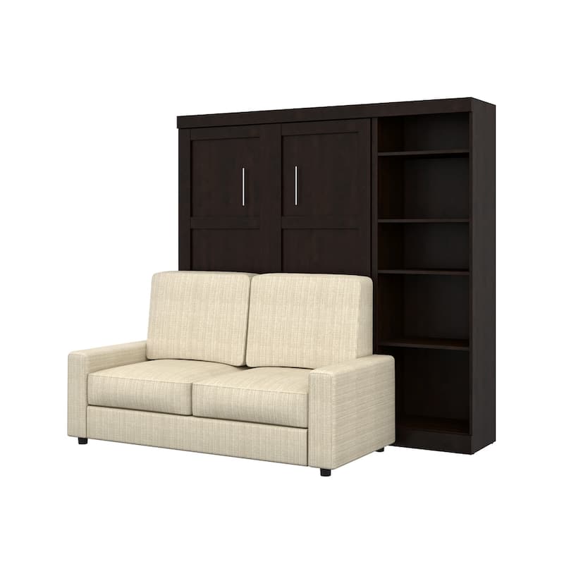 Queen Murphy Bed with Sofa and Shelving Unit (96W)