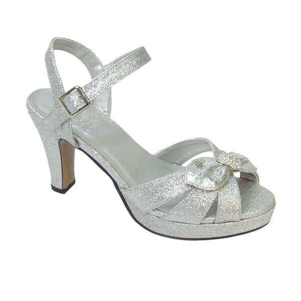 Womens wide dress hot sale shoes silver