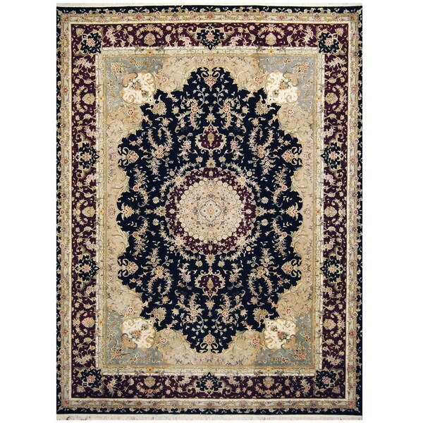 Handmade One-of-a-Kind Tabriz Wool and Silk Rug (India) - 9' x 12'