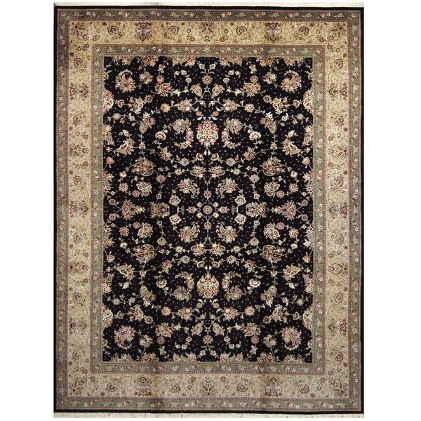 Handmade One-of-a-Kind Tabriz Wool and Silk Rug (India) - 9' x 12'3