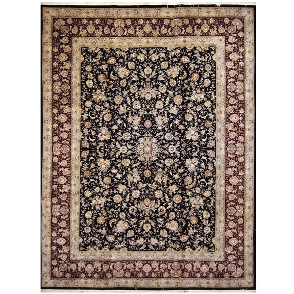 Handmade One-of-a-Kind Tabriz Wool and Silk Rug (India) - 9' x 12'