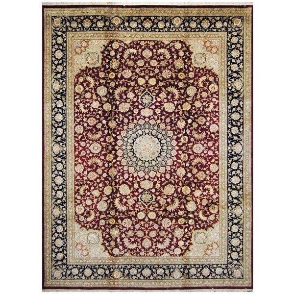 Handmade One-of-a-Kind Tabriz Wool and Silk Rug (India) - 9' x 12'