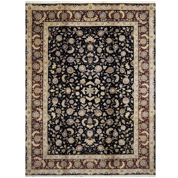 Handmade One-of-a-Kind Tabriz Wool and Silk Rug (India) - 8'8 x 11'8