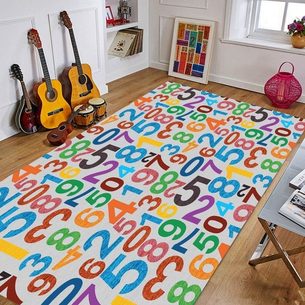 New Soft Educational Solar System Planets Numbers Reversible Fun Kids Area Rug 