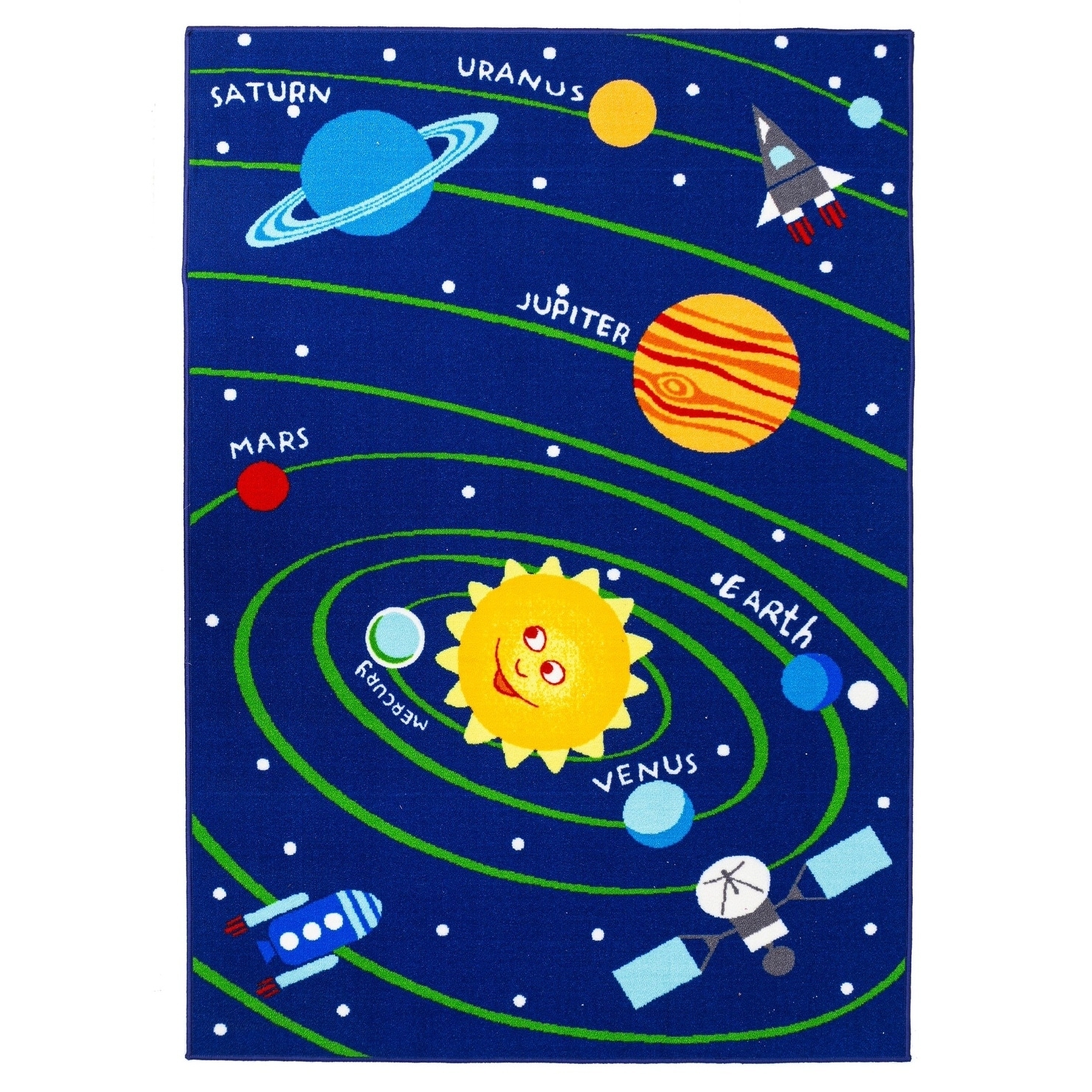 Numbers Reversible Fun Kids Area Rug New Soft Educational Solar System Planets