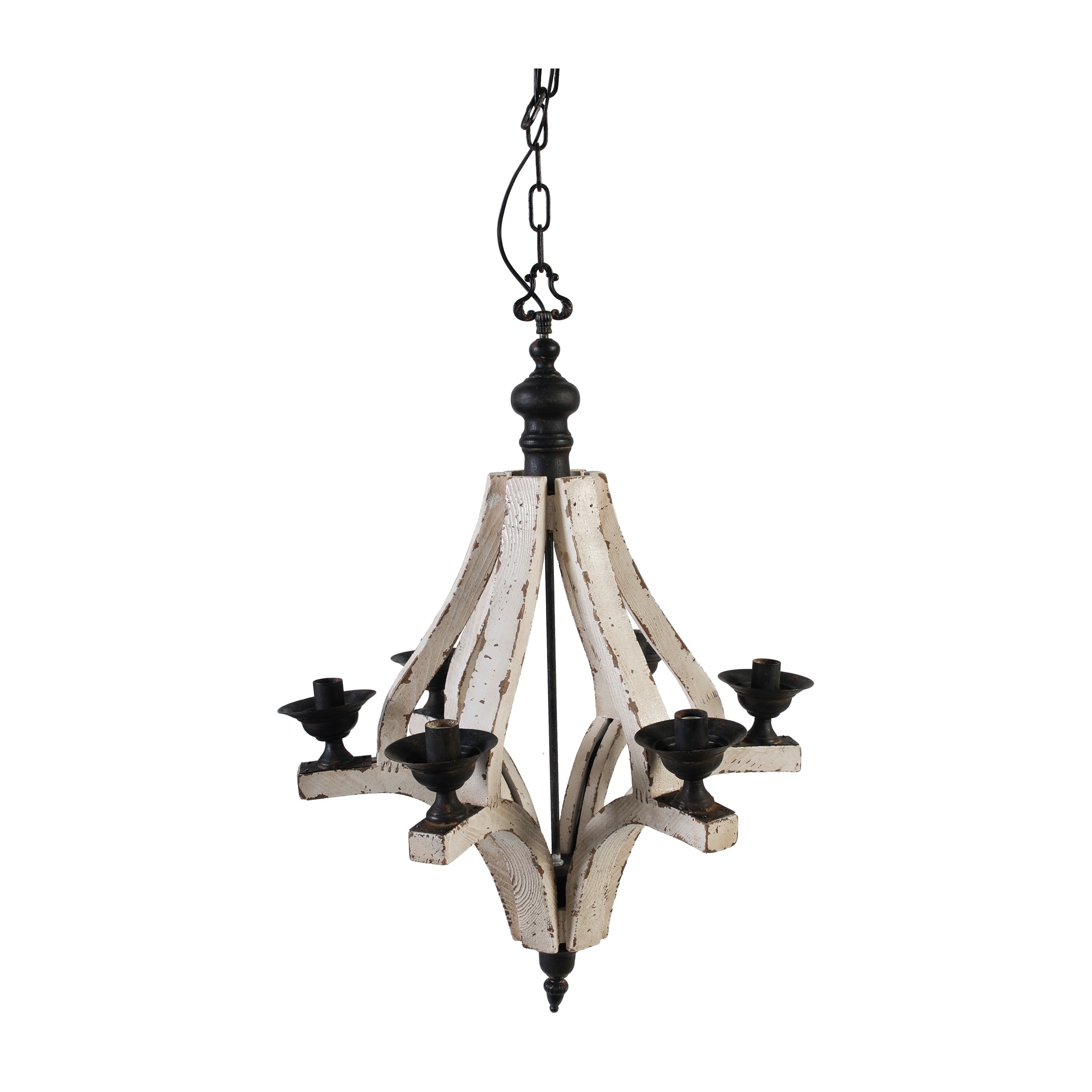 Harper 6-light White Wash and Black Chandelier - Chandeliers For Bedrooms by Overstock.com