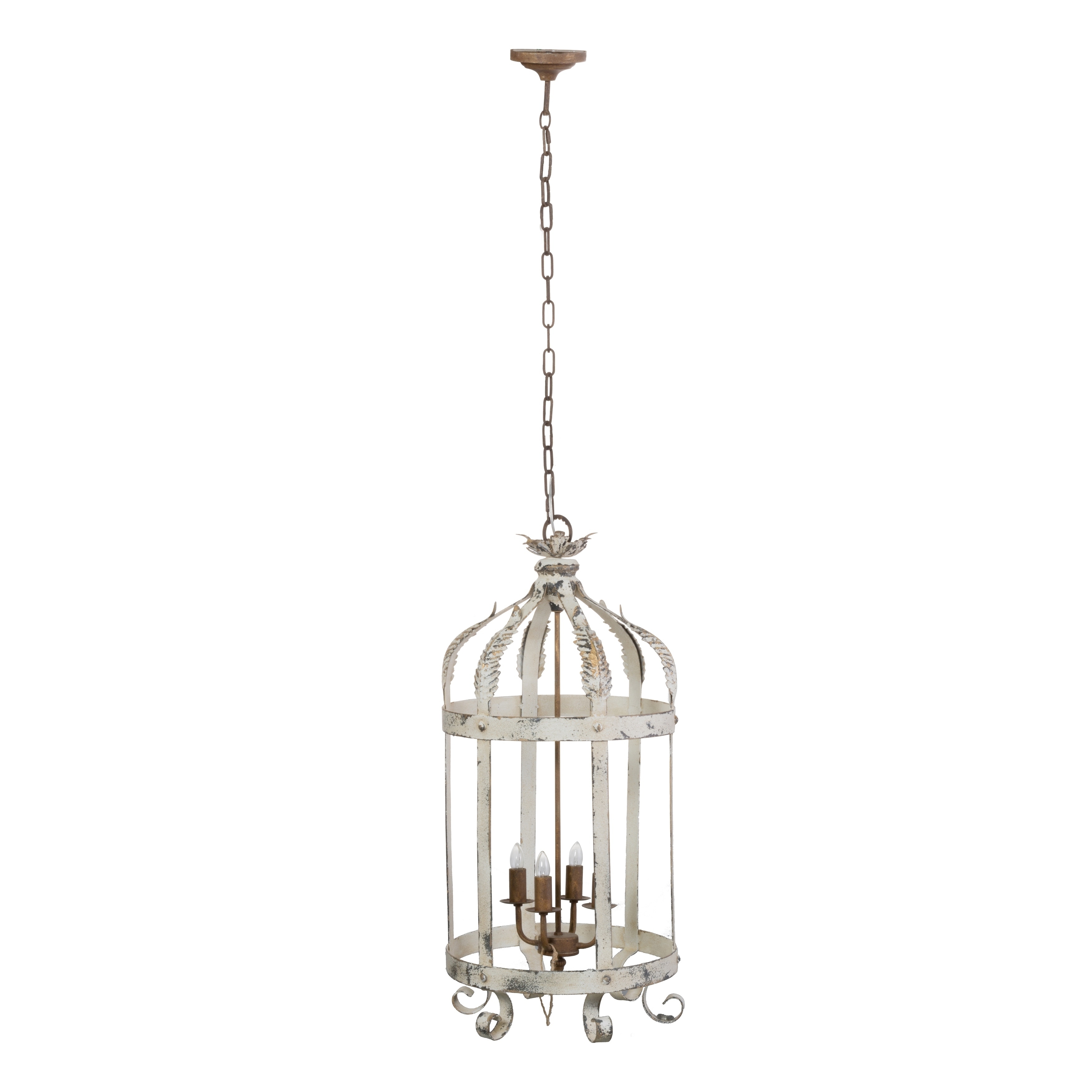Imre 4-light Antique White Caged Chandelier - Chandeliers For Bedrooms by Overstock.com