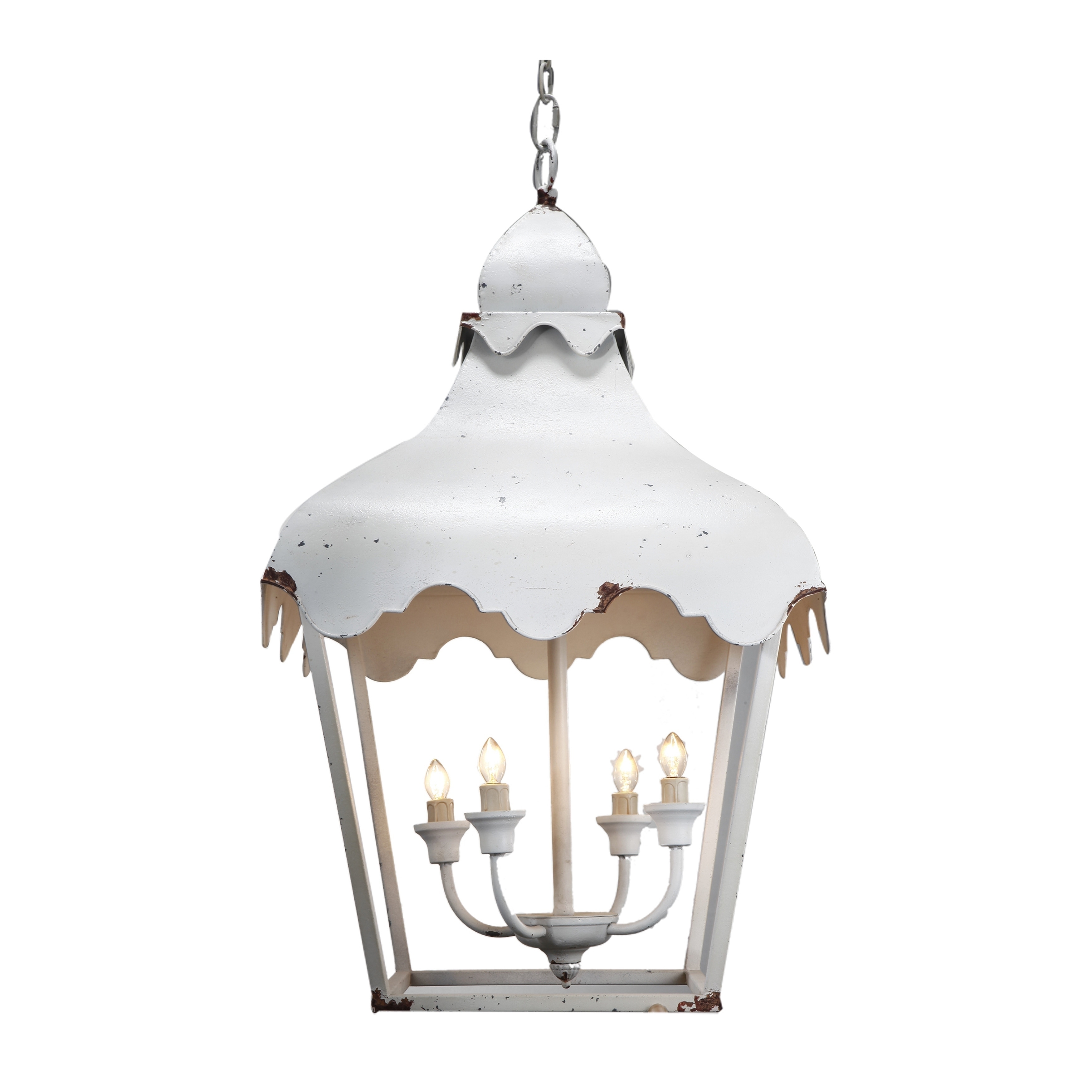 4-light Distressed White Chandelier - Chandeliers For Bedrooms by Overstock.com