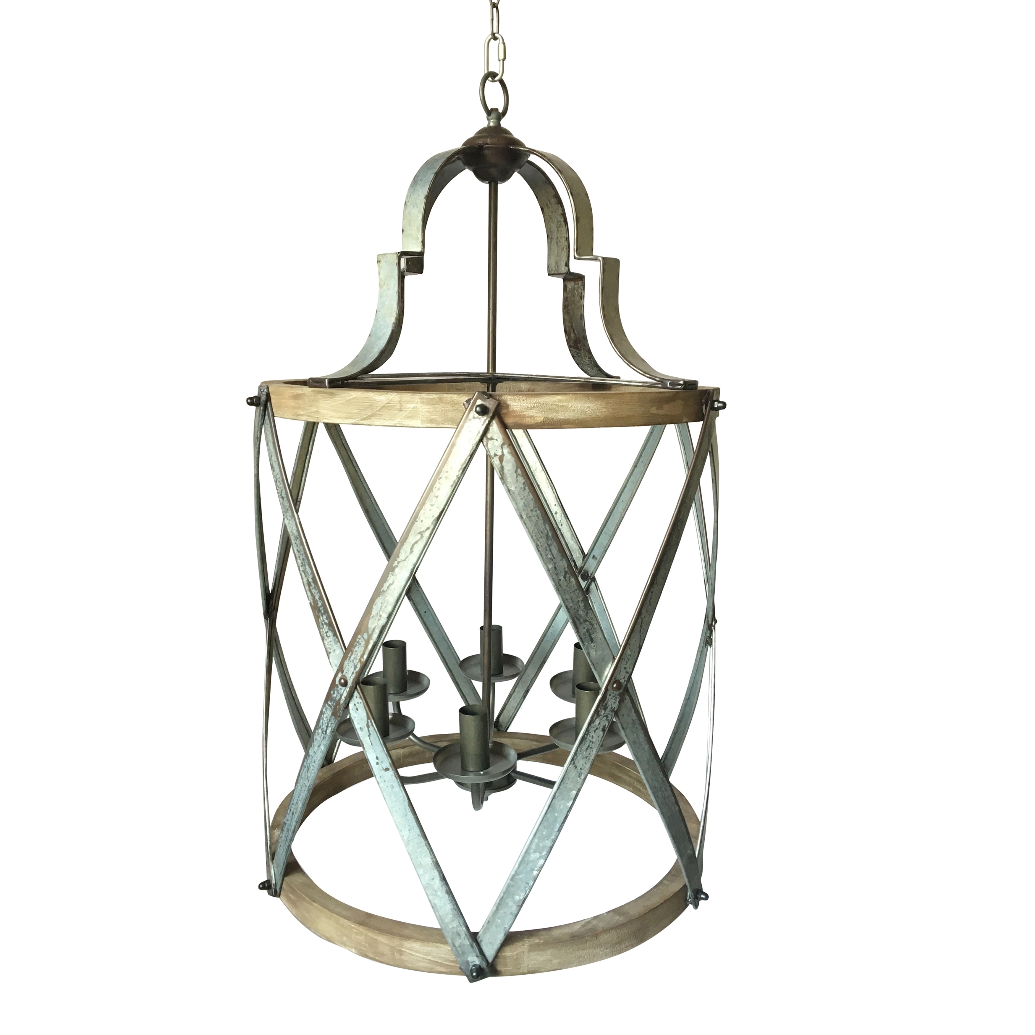6-light Silver and Natural Round Antique Chandelier - Chandeliers For Bedrooms by Overstock.com