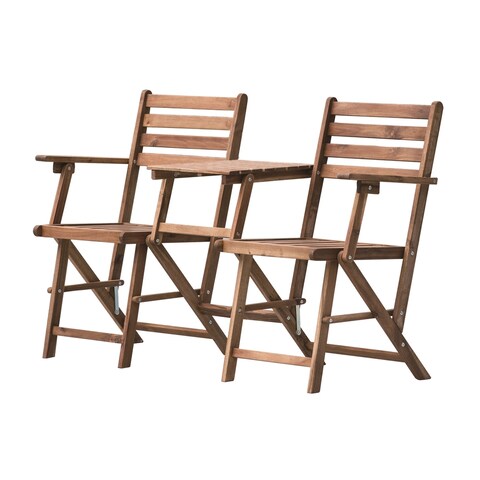 A&B Home Natural Folding Attached Chairs and Table