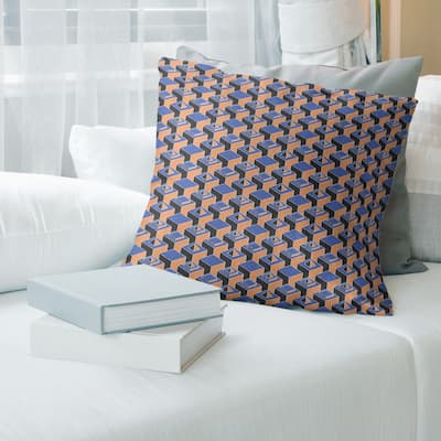 Two Color Dark Skyscrapers Pattern Throw Pillow