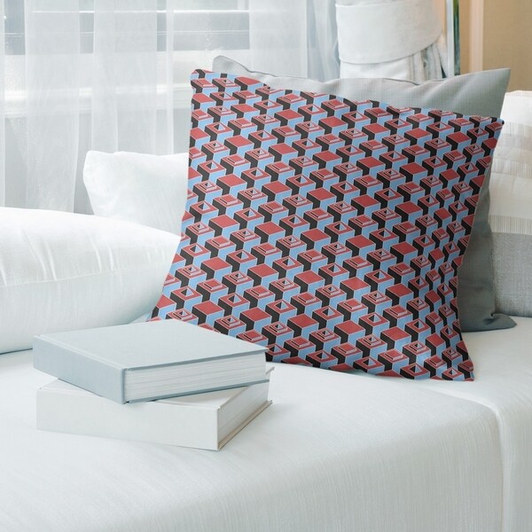Teal Dark Skyscrapers Pattern Throw Pillow