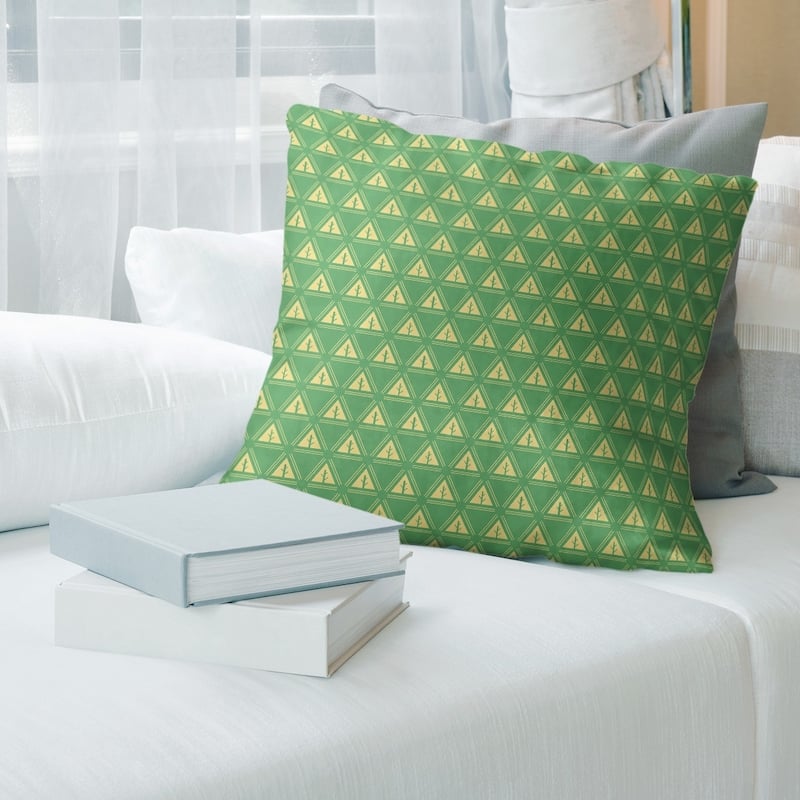 Two Color Minimalist Trees Throw Pillow - 18 x 18 - Green & Gold - Polyester