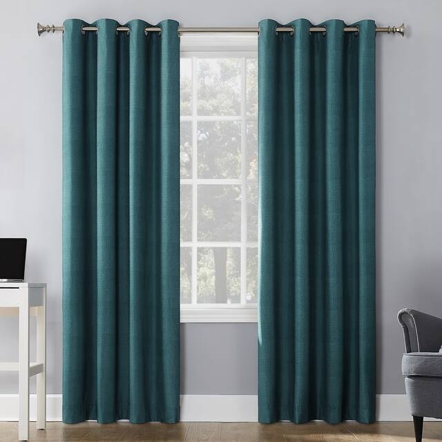 Sun Zero Duran Thermal Insulated Total Blackout Grommet Curtain Panel, Single Panel - Teal - 50x84