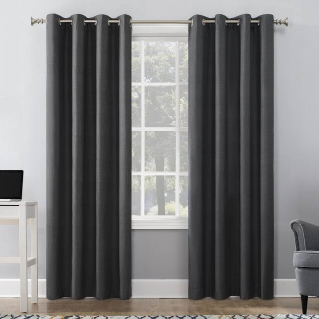 Sun Zero Duran Thermal Insulated Total Blackout Grommet Curtain Panel, Single Panel - Charcoal - 50x95