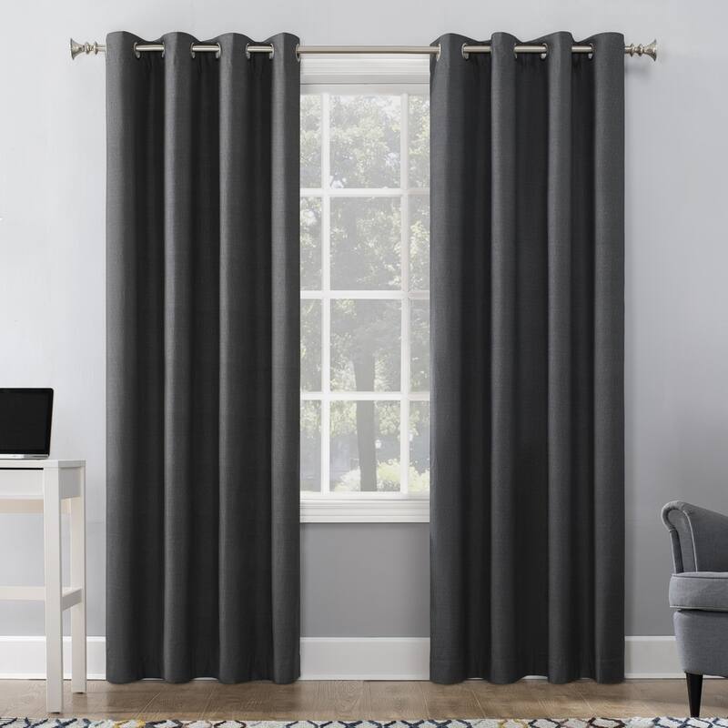 Sun Zero Duran Thermal Insulated Total Blackout Grommet Curtain Panel, Single Panel - Charcoal - 50x63