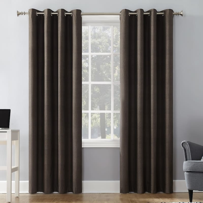 Sun Zero Duran Thermal Insulated Total Blackout Grommet 1-Piece Curtain Panel, Single Panel - 50x95 - Walnut