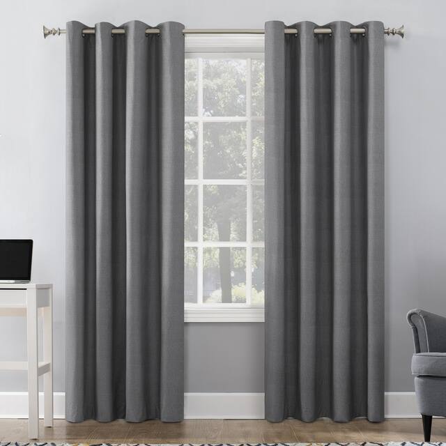Sun Zero Duran Thermal Insulated Total Blackout Grommet Curtain Panel, Single Panel - Grey - 50x63