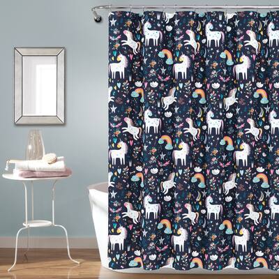 Lush Decor Unicorn Heart Fabric Shower Curtain