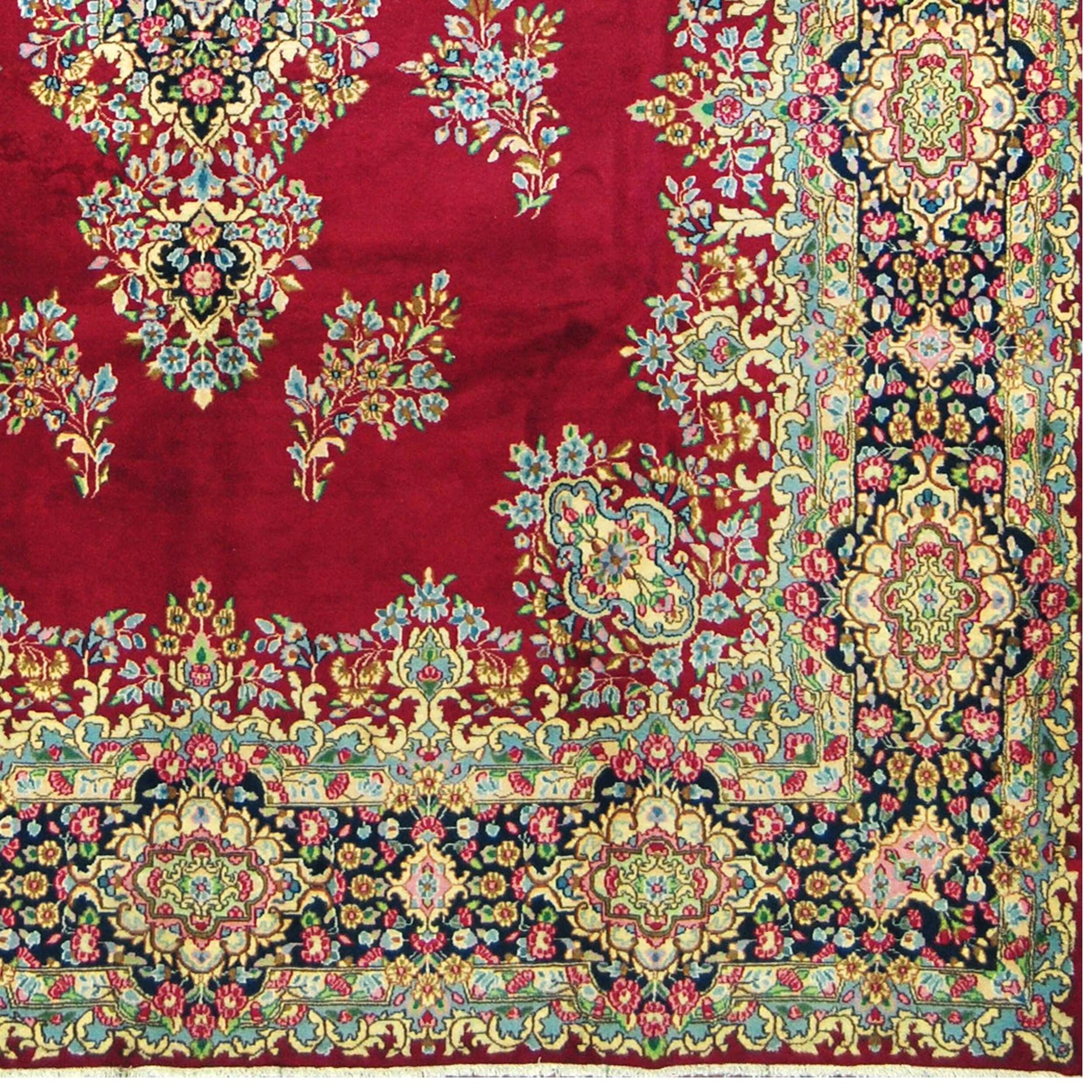 Handmade OneofaKind Kerman Wool Rug (Iran) 10' x 13'6 Bed Bath