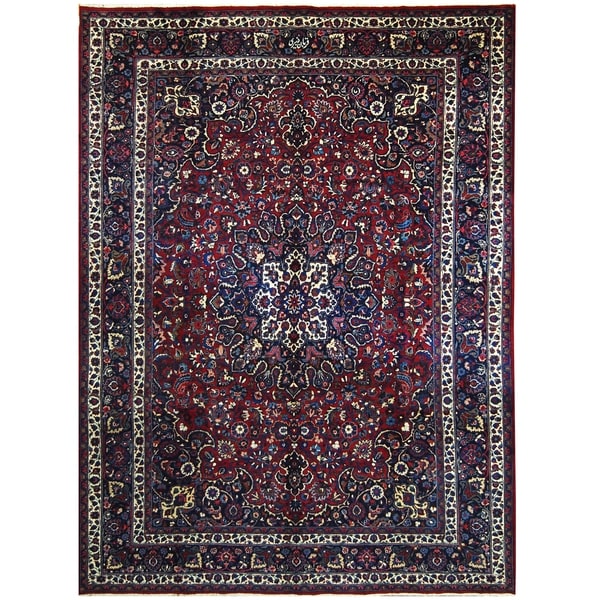 Handmade One-of-a-Kind Mashad Wool Rug (Iran) - 8'10 x 12'