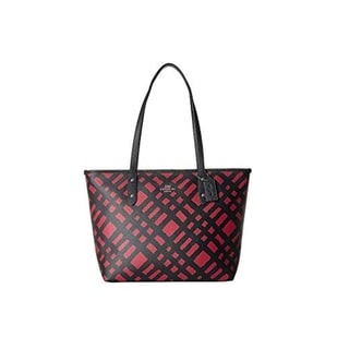 pink plaid city tote